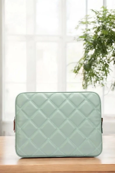 Kapitone Macbook Air Pro 13.3 & 14 İnç Su Yeşili Laptop Tablet Kılıfı - 6