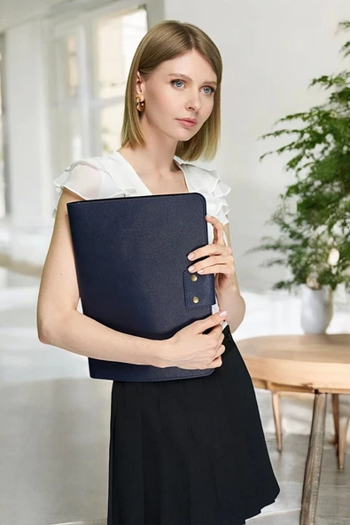 Lüx Macbook Air Pro 13-14 İnç Ofis Organizer Lacivert Evrak & Laptop & Tablet Çantası