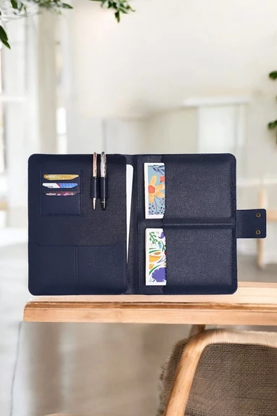 Lüx Macbook Air Pro 13-14 İnç Ofis Organizer Lacivert Evrak & Laptop & Tablet Çantası - 7