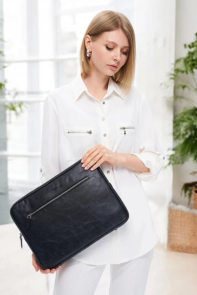 Macbook Air Pro 13.3 & 14 İnç Siyah Laptop Kılıfı El Çantası - 2