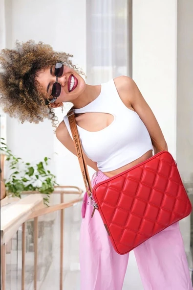 Kapitone Macbook Air Pro 13.3 & 14 İnç Kırmızı Laptop Tablet Kılıfı - 6