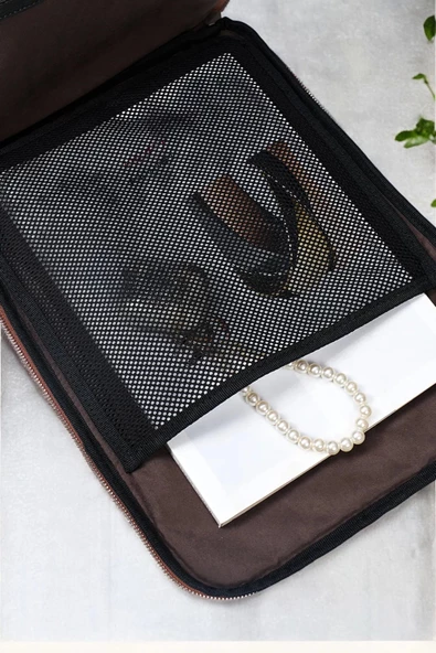 Organizer Premium Deri 16" inç Crazy Taba Sırt Laptop Çantası - 7
