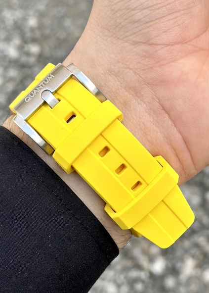 Quantum Sarı Silikon Kordon Erkek Kol Saati - Resim 4