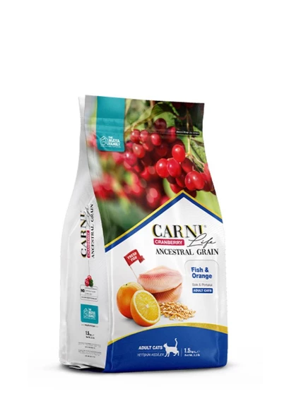 Carni Life Kızılcıklı, Balıklı & Portakallı Yetişkin Kedi Maması (1,5 kg)