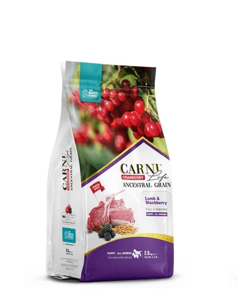 Carni Life Kızılcık Kuzu Etli ve Böğürtlenli Tüm Irklar İçin Yavru Köpek Maması (2,5 kg)