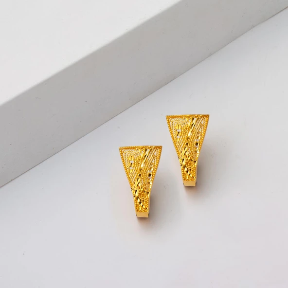 22 Ayar Sarı Altın Bayan Küpe - Resim 3