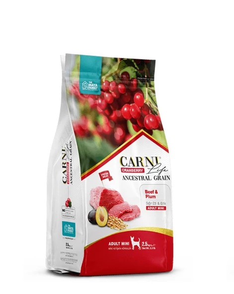 Carni Life Kızılcık, Sığır Etli & Erikli Küçük Irk Yetişkin Köpek Maması (2,5 kg)