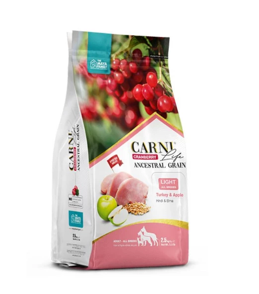 Carni Life Hindi Etli ve Elmalı Light Tüm Irklar İçin Yetişkin Köpek Maması (12 kg)