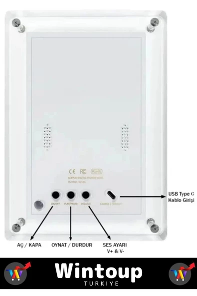 Dijital Anı Çerçevesi 7 Inch IPS Ekran Dijital Fotoğraf Çerçevesi + Video + mp3 Oynatma / - Resim 4