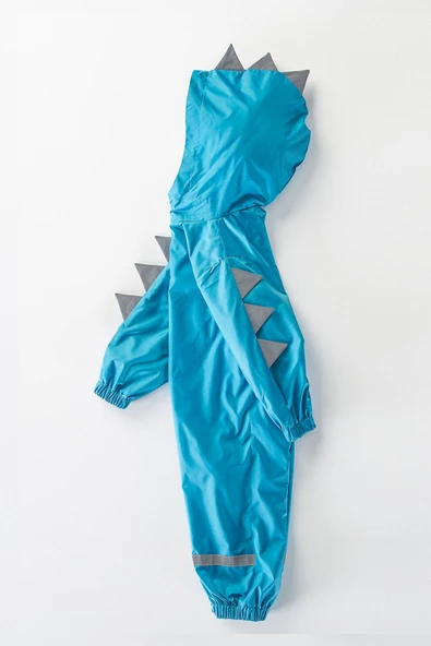 Sevimli Dinozor Figürlü Kapşonlu Pamuk Astarlı Cepli Kız Erkek Bebek Yağmurluk Mont Tulum Çocuk YENİ - 8