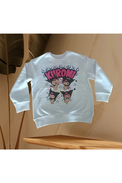 Kuromi Baskılı Tarz Yeni Nesil Karakter Sanrio Beyaz Renk Sweatshirt