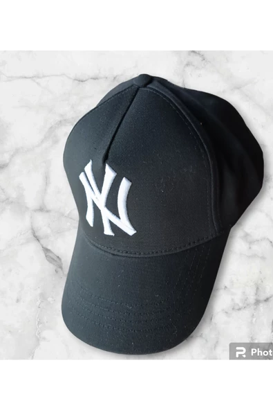 Spor Unisex Baseball Arkası Cırtlı Ayarlanabilir Ny Newyork Siyah-Beyaz Nakışlı Cap Şapka - 3