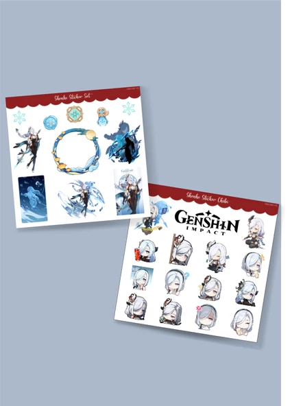 Genshin - Shenhe 2 Adet Sticker Seti Parlak Kağıt - oyun-süsleme-hediye çıkartmaları - 4