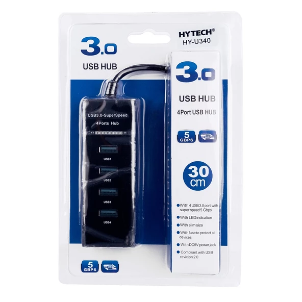 HYTECH HY-U340 4port USB 3.0 Siyah USB Çoklayıcı Hub - 3