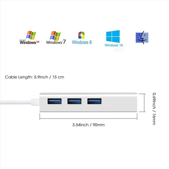 CODEGEN CDG-CNV41 Gigabit 1port USB 3.0 Ethernet,3x USB Çoklayıcı - 3
