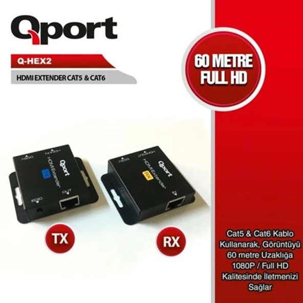 QPORT Q-HEX2 Cat5e/Cat6 60m HDMI Extender