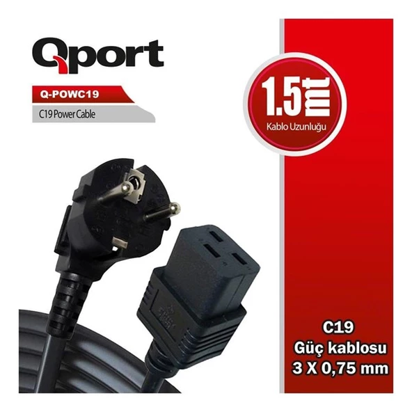 QPORT Q-POWC19 1.5 metre Power Kablosu