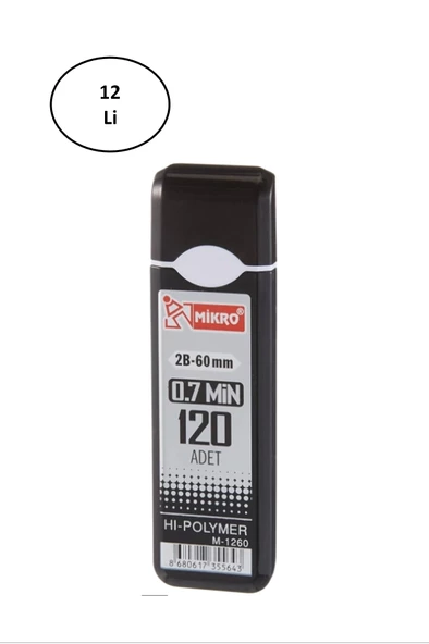 Mikro M-1260 60Mm Kurşun Kalem Ucu 0.7Mm 12'li