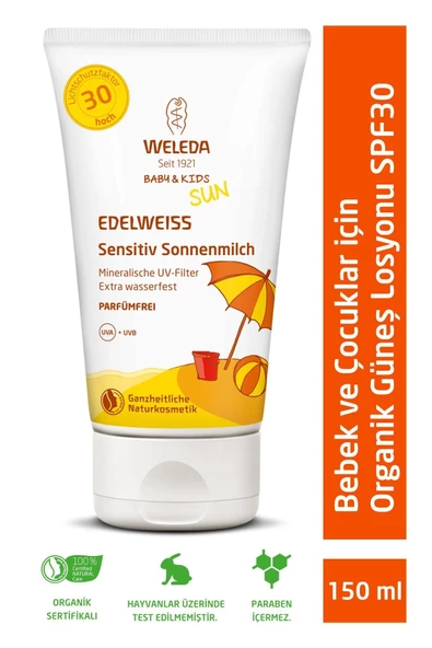 Bebek Ve Çocuklar Için Yüksek Koruma Faktörlü Mineral Filtreli Güneş Losyonu Spf 30 150ml