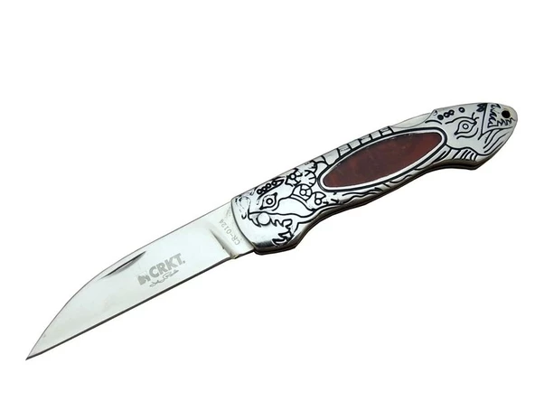 CRKT CR 0124 RD Kamp Çakı 20 cm - Metal Desenli Sap, Kılıflı, Kutulu