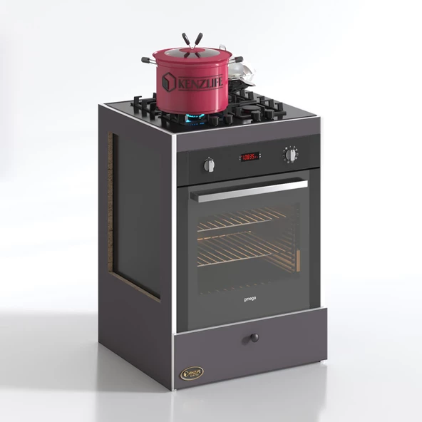 Kenzlife ankastre modülü kabini vanadyum3 gri fırın ocak dolabı kapaklı - Resim 2