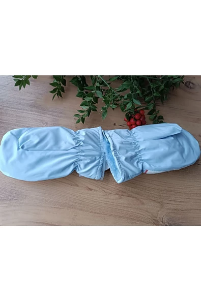 Kışlık su geçirmez içi Peluş Boyundan Askılı tavşan detay beyaz renk Bebek Eldiven - 4