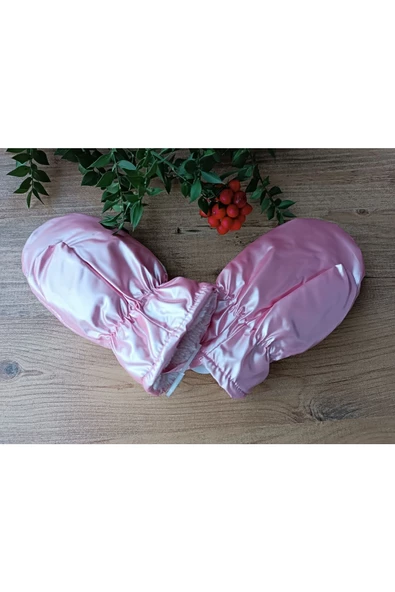 Kışlık su geçirmez içi Peluş Boyundan Askılı tavşan detay beyaz renk Bebek Eldiven - 9