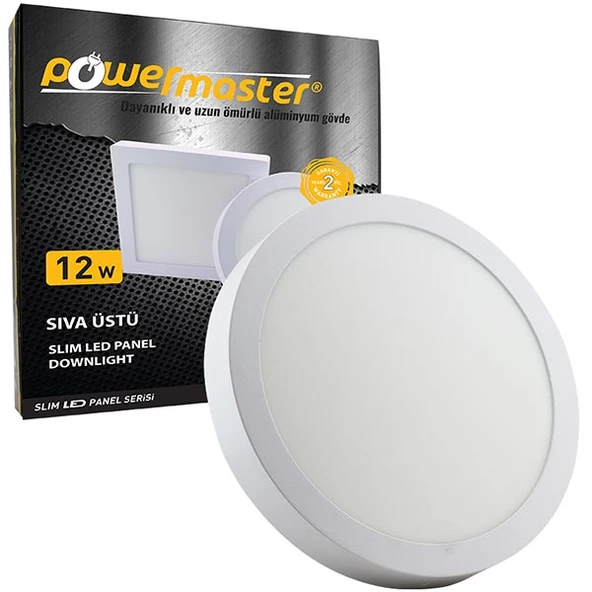 POWERMASTER 12 WATT 6500K 170 MM SIVA ÜSTÜ BEYAZ YUVARLAK SLIM LED-ECO SPOT PANEL