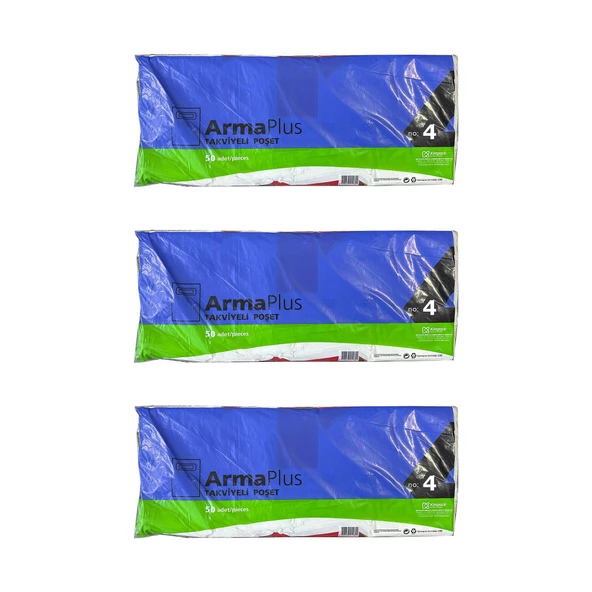 ArmaPlus Takviyeli Kalın Baskılı Beyaz Çanta Poşet Torba - 40x50 Cm. - 50 Adetlik 3 Paket