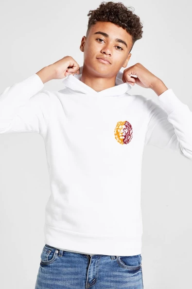 Sarı Kırmızı Aslan Beyaz Çocuk 3ip Kapşonlu  Sweatshirt