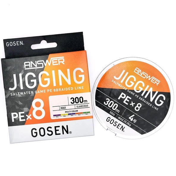 Gosen Jigging Answer PE 8 300m Jig - Tai Rubber Örgü Misina  0.33 MM / PE # 4 / 25 KG - Resim 3