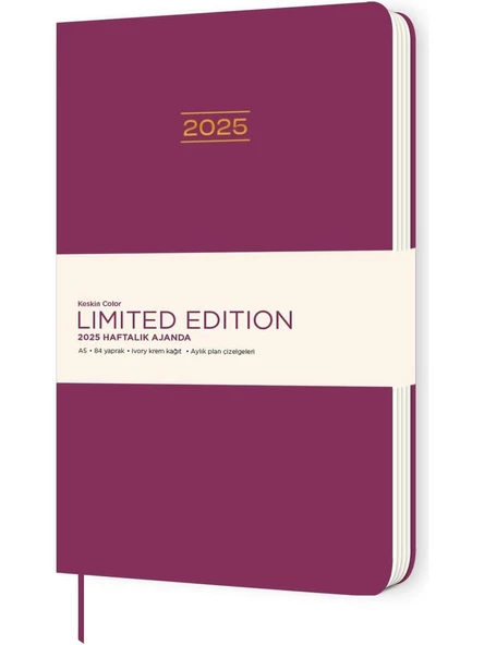 Keskin Color Haftalık Ajanda Ciltli Limited Edition Mor A5 2025 Haftalık Ajanda Ciltli