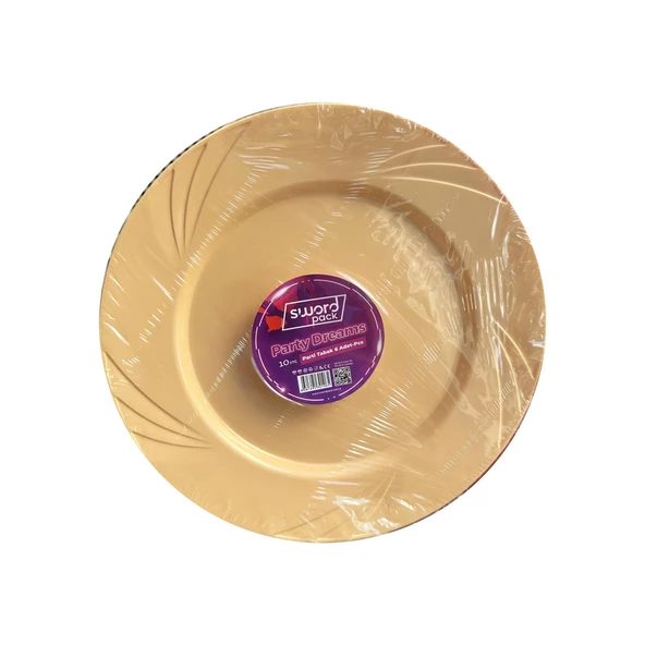 Kullan At Parti Davet Sunum Servis Plastik Sert Mika Tabak - 26 Cm. - Krem - 6 Adetlik 3 Paket - Resim 2