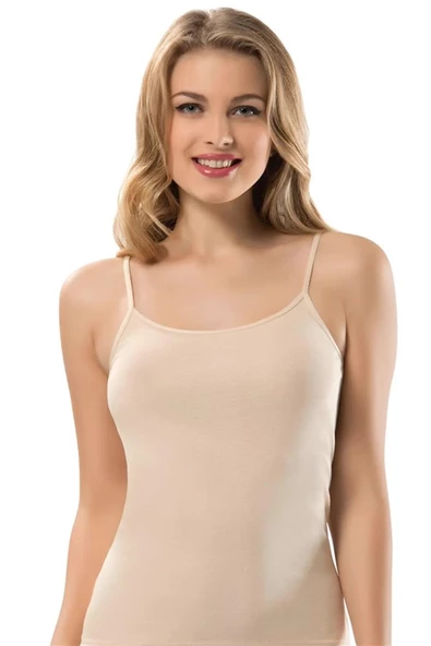 Erdem Kadın Ribana İp Askılı Atlet 2153 - 3 Adet  Ten 3XL - 4