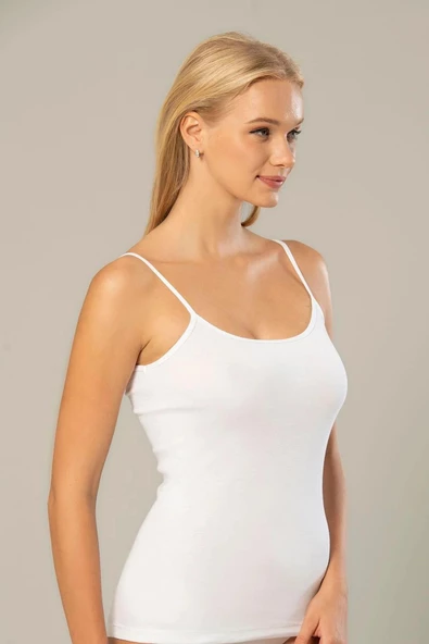 Erdem Kadın Ribana İp Askılı Atlet 2153 - 3 Adet  Beyaz 3XL - 2
