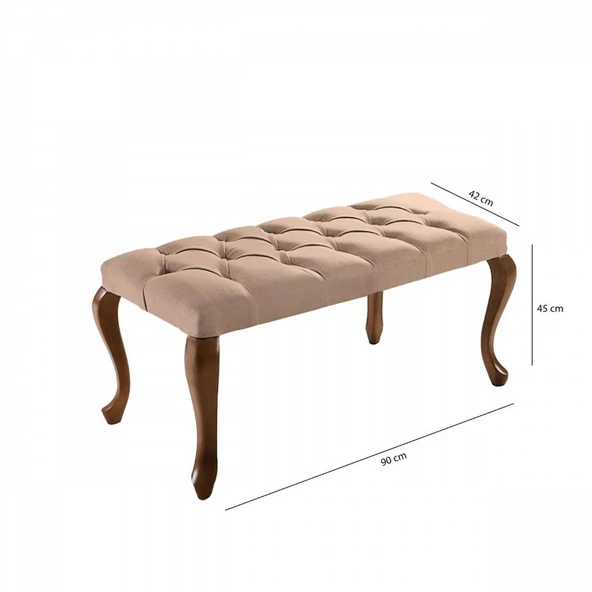 Civan Ayak Ucu Bench Açık Kahve Kapitoneli Yatak Odası Antre Dinlenme Bekleme Alanı - 3