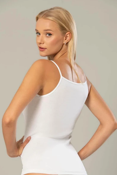 Erdem Kadın Ribana İp Askılı Atlet 2153 - 3 Adet  Beyaz M - Resim 3