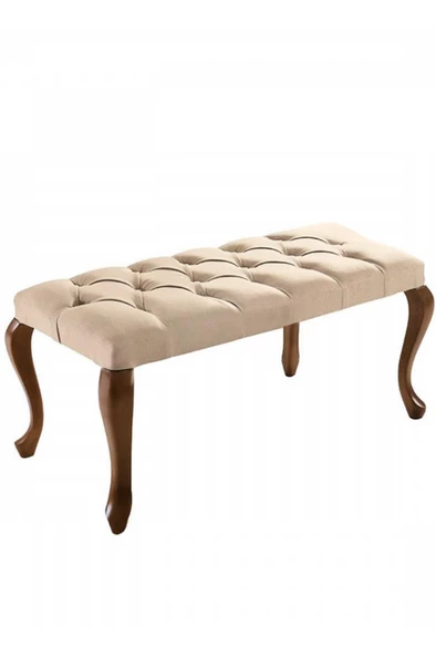 Civan Ayak Ucu Bench Krem Kapitoneli Yatak Odası Antre Dinlenme Bekleme Alanı - 3