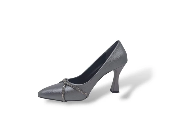 Zerhan 355 Kadın Platin Taşlı Kadeh Topuk Stiletto Ayakkabı - 3