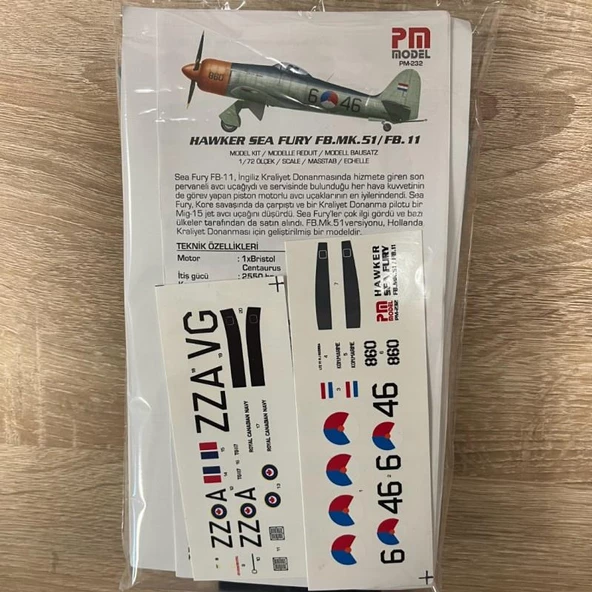 HAWKER SEA FURRY  FB.MK-51 / FB11 Pm Model Demonte Plastik Maketi - 3