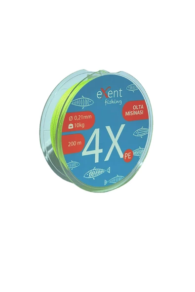 Exent 4 Örgü 0,21 mm 200 metre SARI Balıkçı Misinası - Resim 2