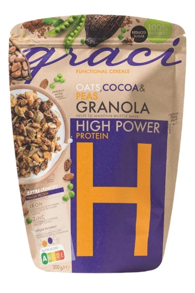 Graci ( High Power ) - Yulaf, Kakao ve Bezelyeli Granola- Kahvaltılık Gevrek ) -