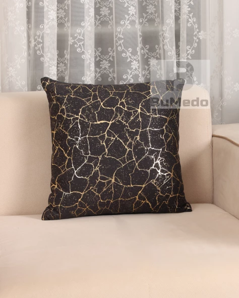 Altın Varaklı Yaldızlı Dekoratif Şık 4'lü Kırlent Kılıfı (4 Adet) - 3