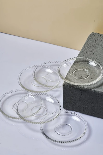 Perotti girona çay tabak - 6 lı boncuklu çay tabağı - Resim 4