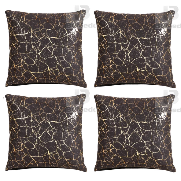 Altın Varaklı Yaldızlı Dekoratif Şık 4'lü Kırlent Kılıfı (4 Adet)