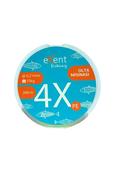 Exent 4 Örgü 0,21 mm 200 metre SARI Balıkçı Misinası