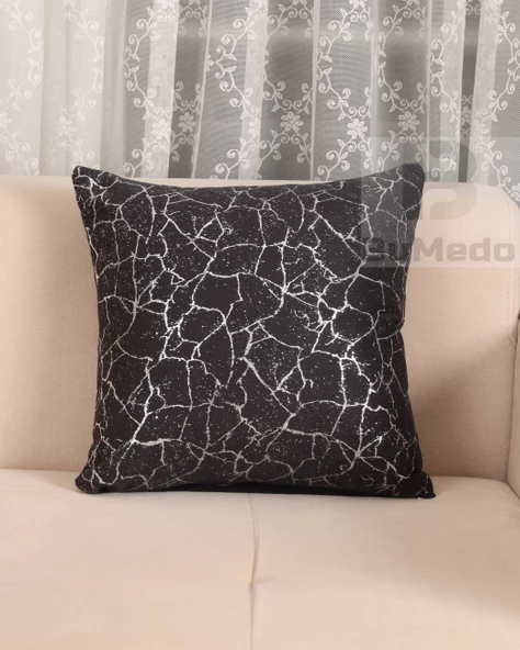 Gümüş Varaklı Yaldızlı Dekoratif Şık 4'lü Kırlent Kılıfı (4 Adet) - Resim 3