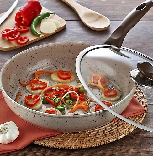 Gülsan Safran Cam Kapaklı 28 Cm Granit Sote Tavası