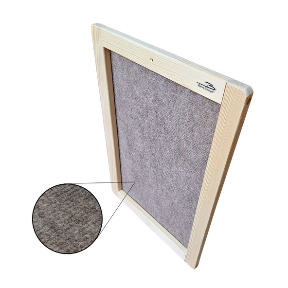 Barış Dizayn Doğal Ahşap Duvara Monte Çerçeveli Halı Kedi Tırmalama Paneli (50x35cm) Kahve - 4