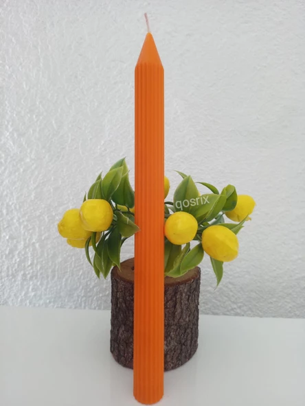 qosrix 2'li Turuncu Şamdan Soya Mumu 1. Kalite Soya Doğal Vanilya Kokulu Uzun Çubuk Konik Mum Dekoratif - Resim 5